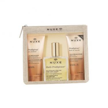 NUXE Huile Prodigieuse    Huile Prodigieuse Dry Oil 100 ml + Prodigieux Precious Scented Shower Oil 100 ml + Prodigieux Beautifying Scented Body Lotion 100 ml + Cosmetic Bag Shower Oil  100ml(Body Oil) Ženski