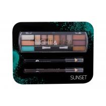 2K Night & Day  Eye Shadow Palette 8,16 G + Eyeliner Pencil 0,6 G Black + Eyeliner Pencil 0,6 G Brown 8,16G Sunset   Ženski (Sencilo Za Oci)
