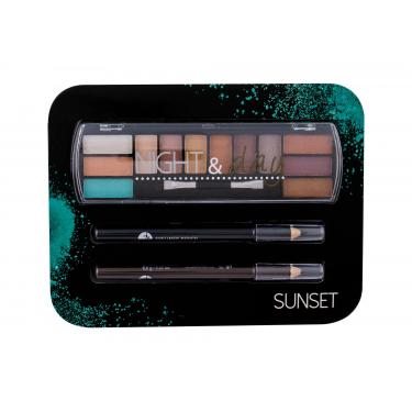 2K Night & Day  Eye Shadow Palette 8,16 G + Eyeliner Pencil 0,6 G Black + Eyeliner Pencil 0,6 G Brown 8,16G Sunset   Ženski (Sencilo Za Oci)