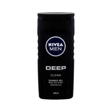 Nivea Men Deep Clean  250Ml   Body, Face & Hair Moški (Gel Za Tuširanje)