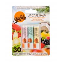 Malibu Lip Care  Lip Balm 4 G Watermelon + Lip Balm 4 G Mint + Lip Balm 4 G Vanilla 4G Watermelon  Spf30 Ženski (Balzam Za Ustnice)