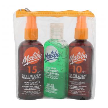 Malibu Dry Oil Spray  Dry Sunbathing Oil Spf15 100 Ml + Dry Sunbathing Oil Spf10 100 Ml + Gel After Tanning Aloe Vera 100 Ml 100Ml   Spf15 Ženski (Soncni Losjon Za Telo)
