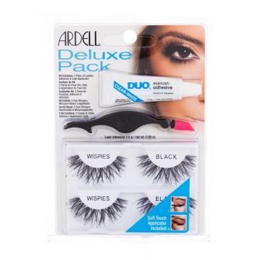 Ardell Wispies Deluxe Pack False Lashes Wispies 2 Pairs + Eyelash Glue Duo 2,5 G + Applicator 1 Pc 2Pc Black   Ženski (Umetne Trepalnice)